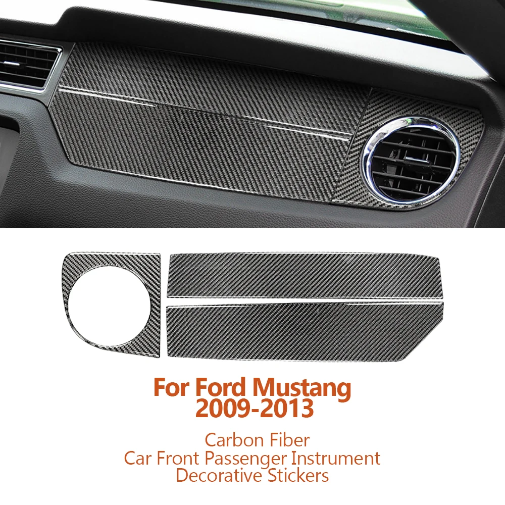 For Ford Mustang 2009-2013 Carbon Fiber Car Front Passenger Instrument Outlet Panel Decorative Stickers Auto Interior Accesorios