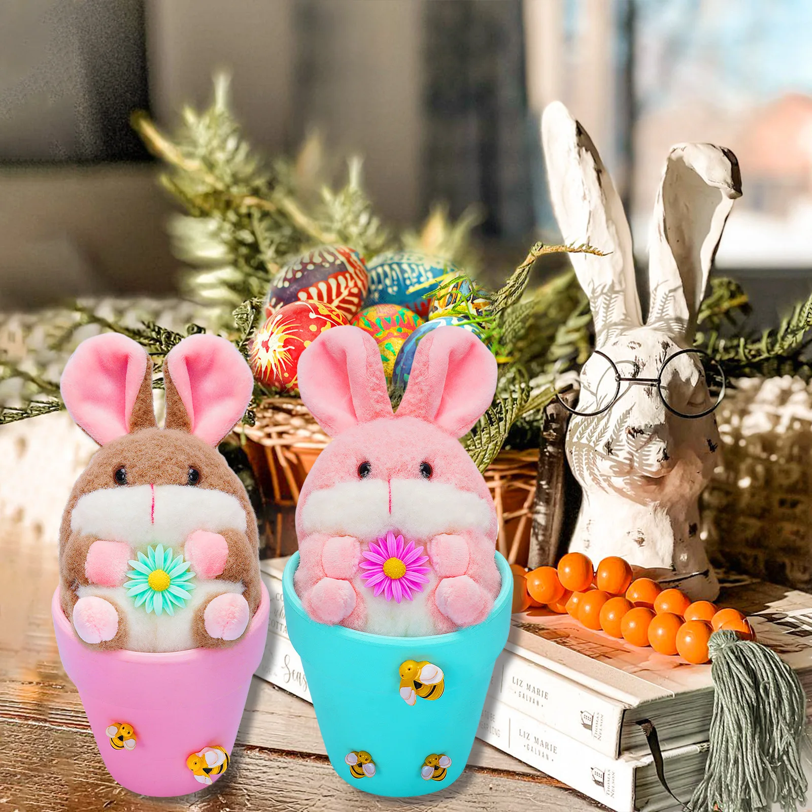 New Easter Rabbit Doll Decoration Ceramic Flower Pot Rabbit Home Festival Atmosphere Decoration