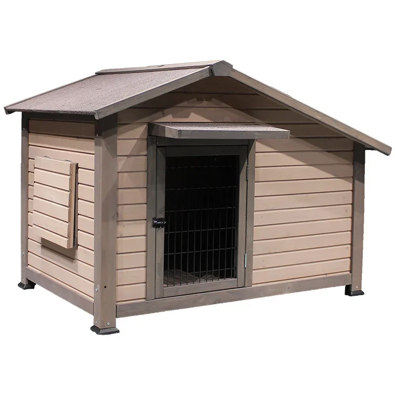 a forOutdoor Solid-wood Dog House with Sun Rain Protection; Suitable for Large/medium Dogs All Seasons Universal Fit