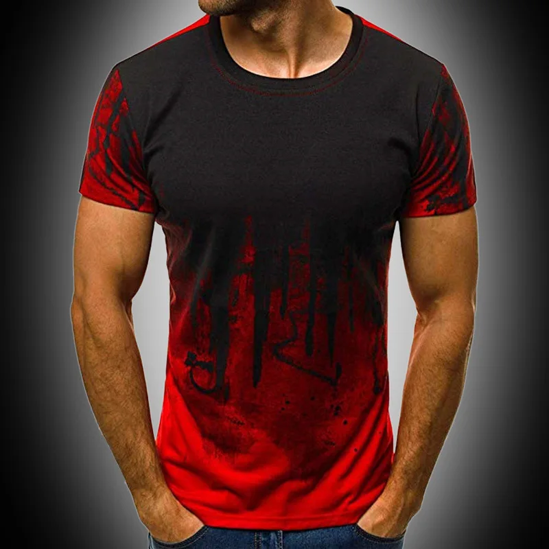 CIGY-Camouflage Short-Sleeved T-shirt for Men, Cool Printing, Popular Sports T-Shirt, Fitness Fashion, in Stock, Summer