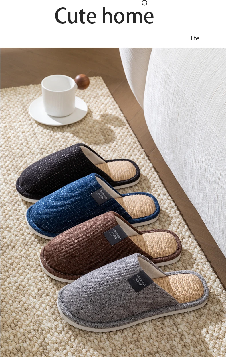 Unisex-Hausschuhe für Frühling und Herbst, für den Innenbereich, Schlafzimmer, Boden, leicht, leise, flache Sohle, atmungsaktiv, bequem, ganzjährig tragbare Hausschuhe – Detail 11