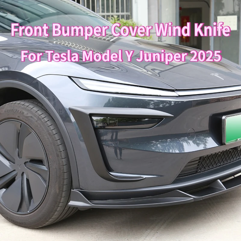 

Для Tesla Model Y 2025 Juniper Launch Автомобильная передняя накладка на лезвие, светильник для бровей, ветровой нож, крышка бампера, наклейка, украшение противотуманной фары из АБС-пластика