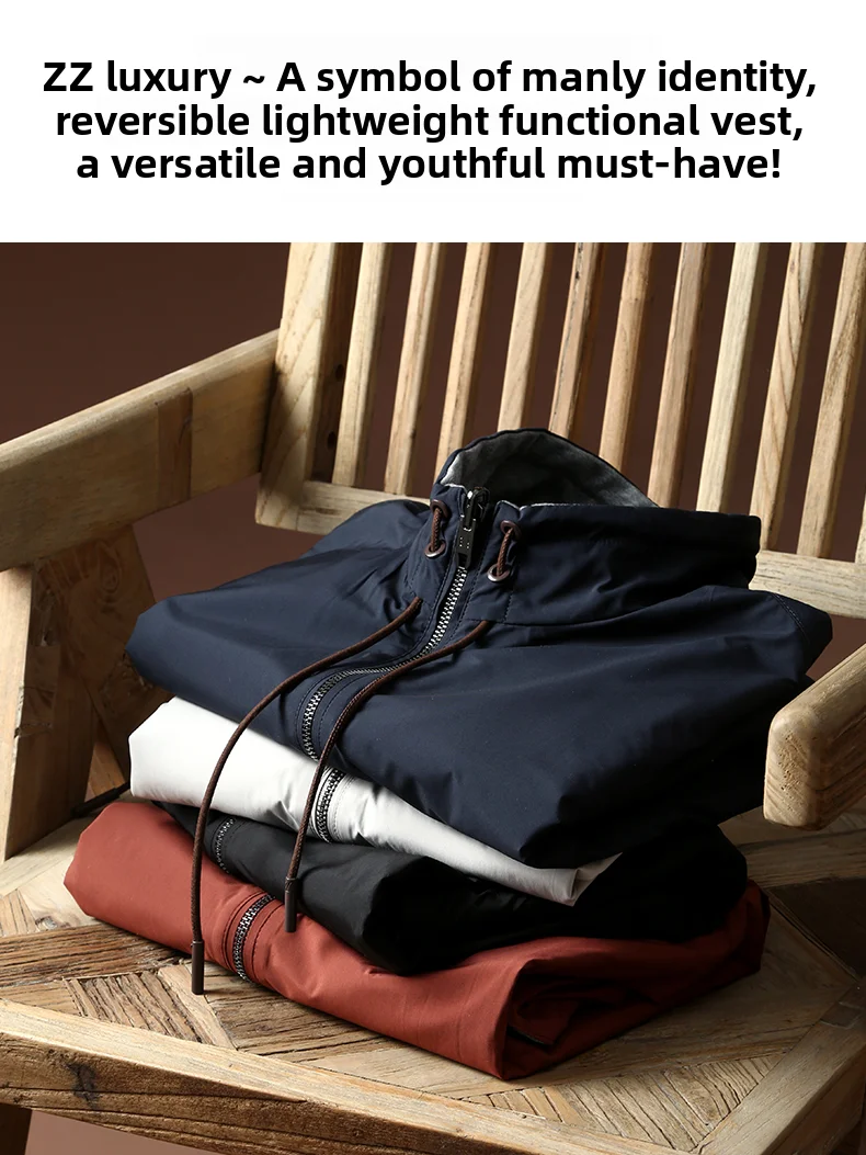 

Two-Sided Wearable Lightweight Functional Vest Versatile Youthful Trend Autumn Stand Fit for Young Men Casual Ocns