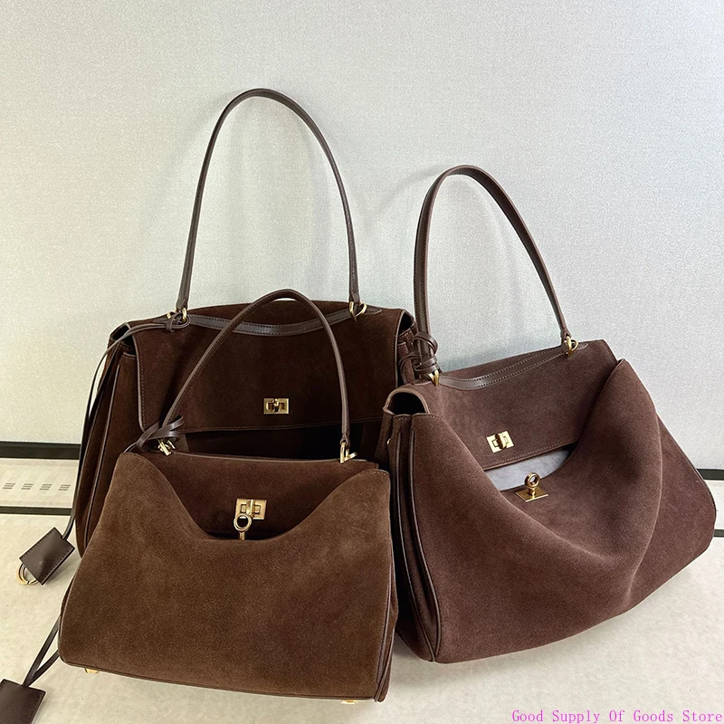 Зима 2025 года, новые женские сумки Rodeo, замшевые женские сумки из воловьей кожи, роскошные брендовые модные сумки на плечо с золотой пряжкой, женская трендовая сумка