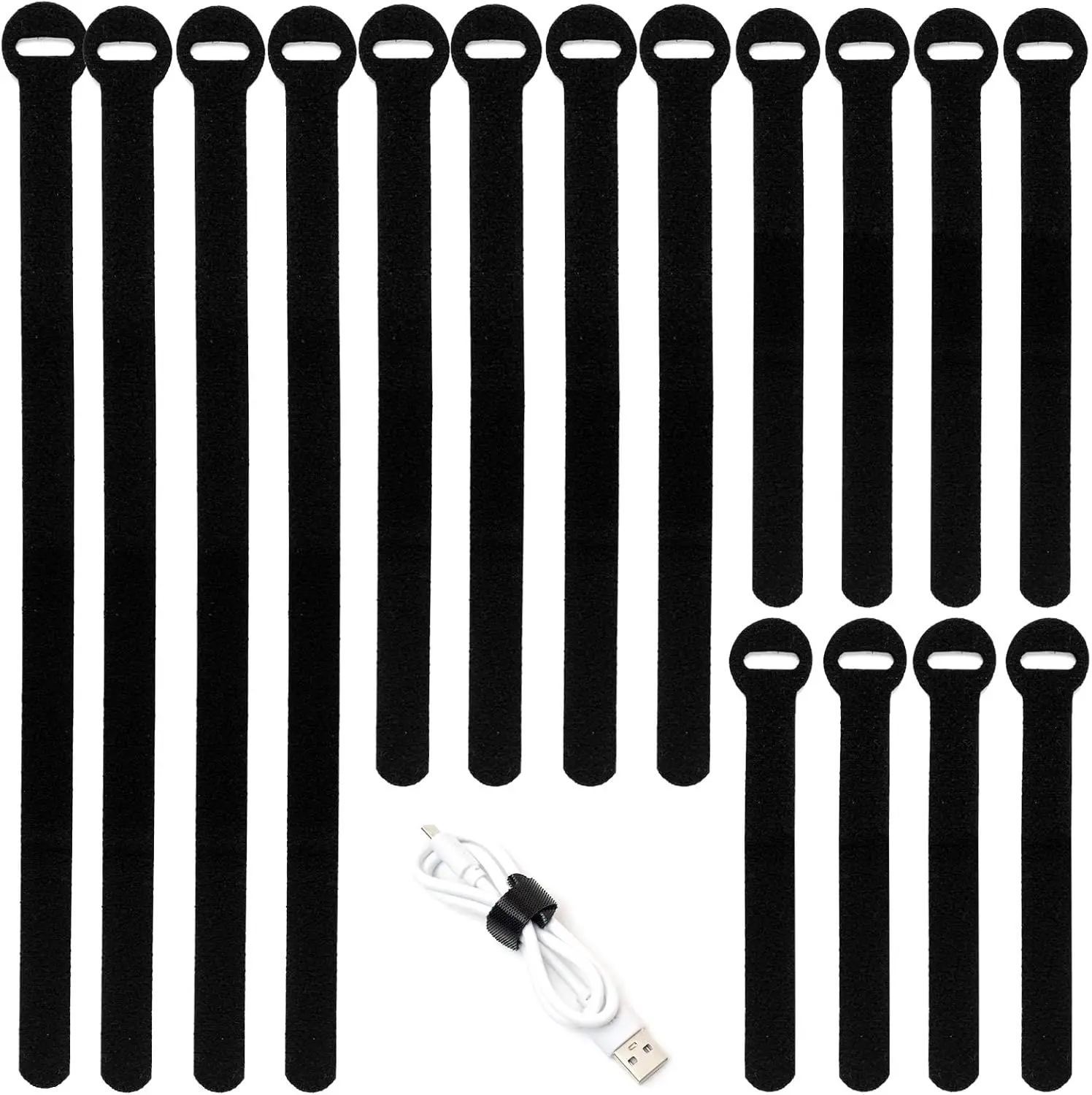 

150PCS Reusable Cable Ties - 4+6+8+10inch Hook & Loop Straps for Cord Management, Black