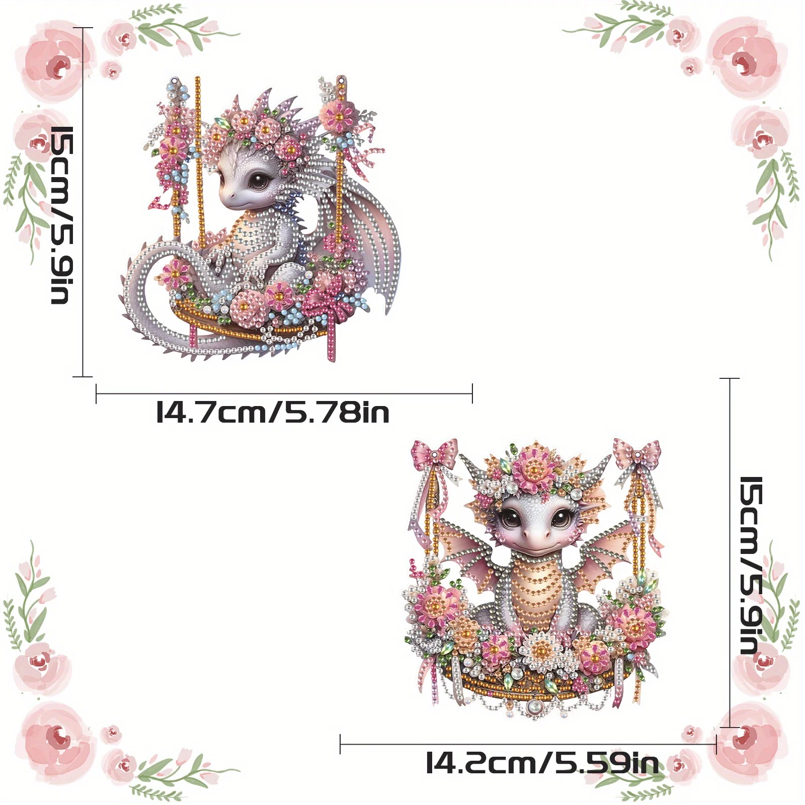 2Pcs Cute Dragons Hanging Diamond Craft Painting Kit for Adult Beginner,Special shape Diamond Art Painting Window Decoration