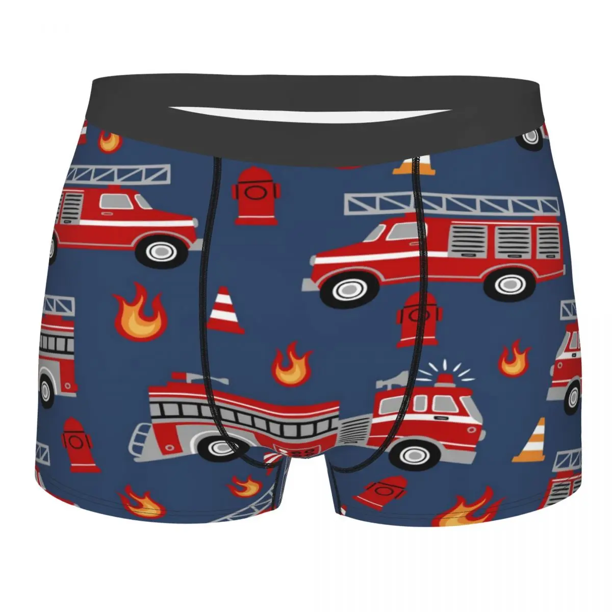 Men\'s Panties Underpants Boxers Underwear Fire Trucks Cartoon Sexy Male Shorts