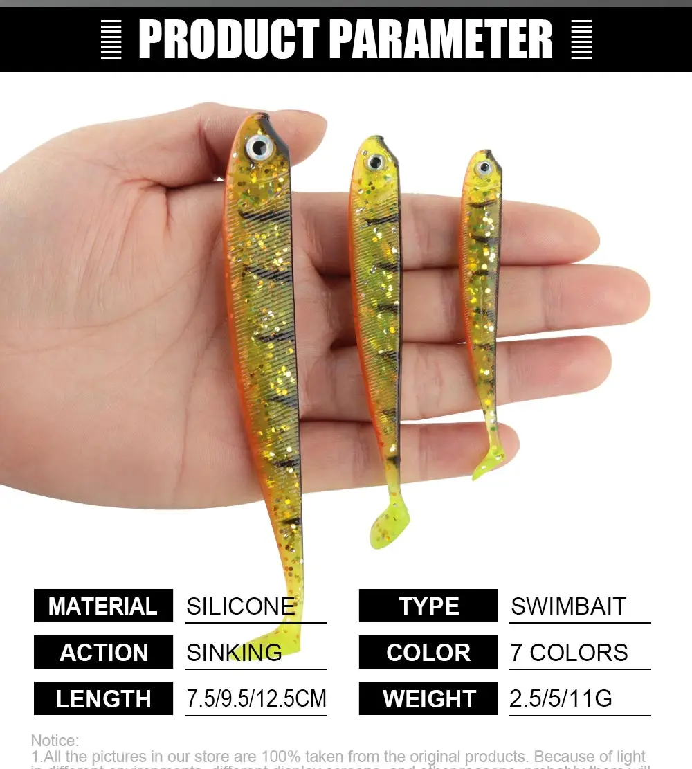 Spinpoler 7,5 cm 9,5 cm 12,5 cm Weiche Köder Angeln Köder Shad Swimbait Paddel Schwanz Gummi Barsch Jighead Carolina/Texa Rig Tackle Pesca – Detail 2