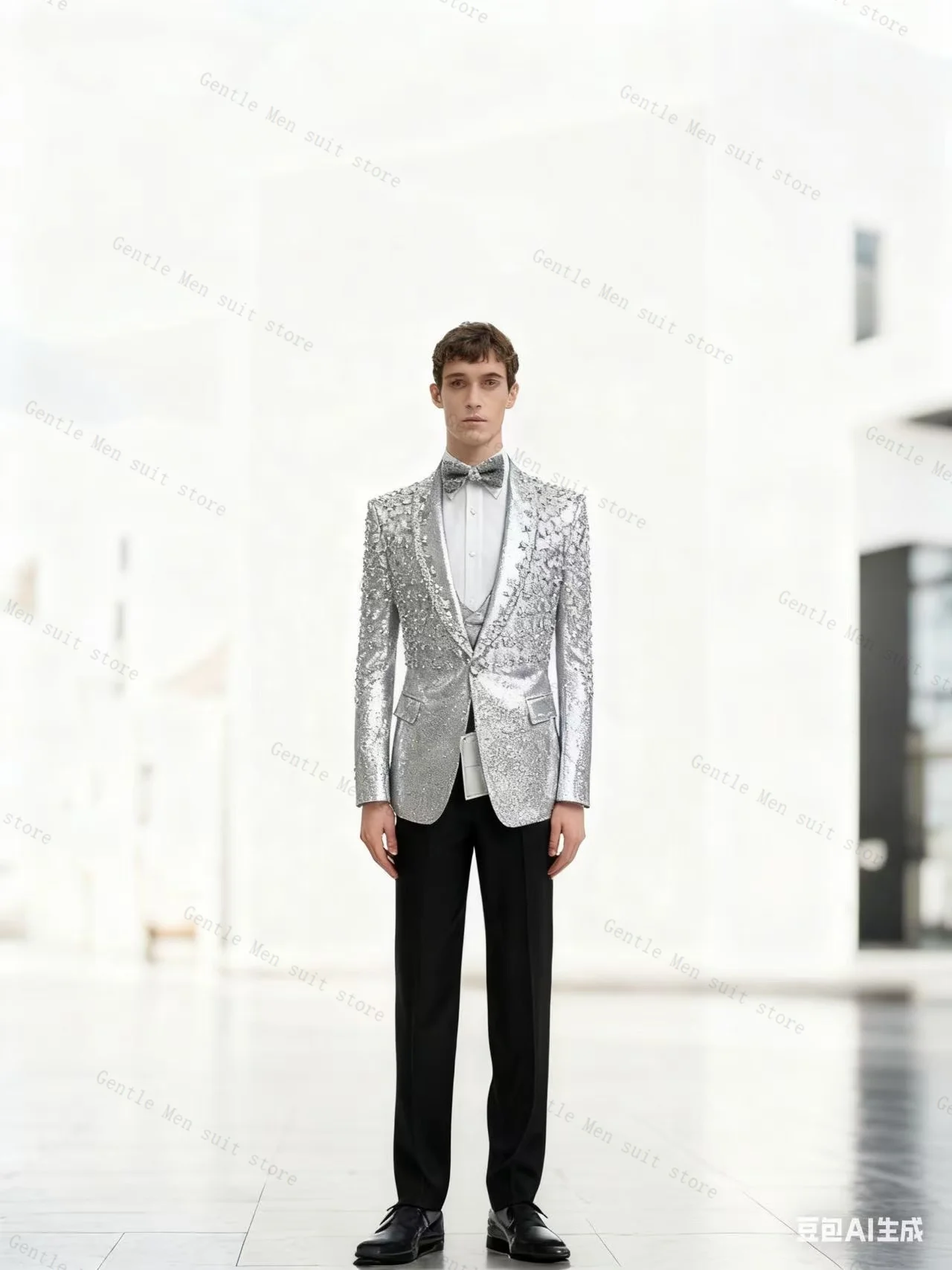 أسود بلورات الرجال البدلة مجموعة 2 قطعة السترة + السراويل بنطلون القطن الزفاف البدلات الرسمية مكتب سترة حفلة موسيقية معطف مخصص