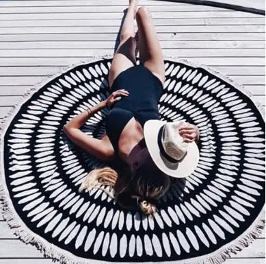 Microfine Round Beach Towel Mandala Women Summer Travel Towel Large Microfiber Beach Towel For Adults Boho Blanket