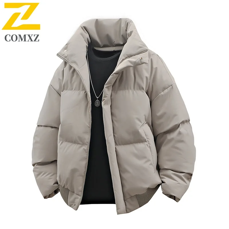 COMXZ باركر معطف دافئ فضفاض الوقوف طوق الحد الأدنى التزلج الشارع القطن وسادة مبطنة الثلوج العصرية الشتاء سترة ملابس للرجال