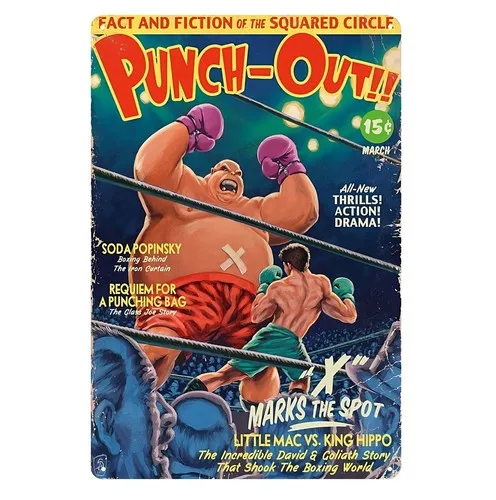 Póster metálico del videojuego retro Punch Out