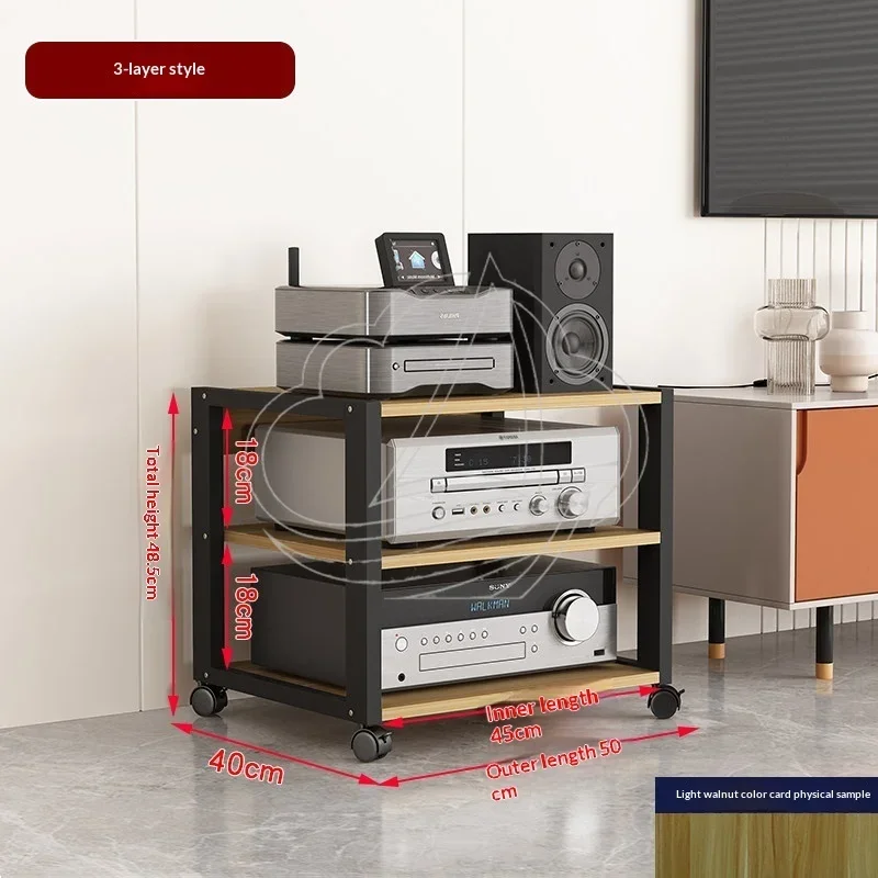 Adjustable Rolling Metal Audio Rack Amplifier Stand Home Theater CD Storage Equipment Shelf