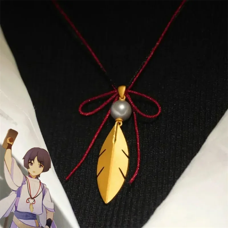 Game Genshin Impact Wanderer Cosplay Necklace Scaramouche Kunikuzushi Unisex Leaf Pendant Choker Balladeer Jewelry Accessories