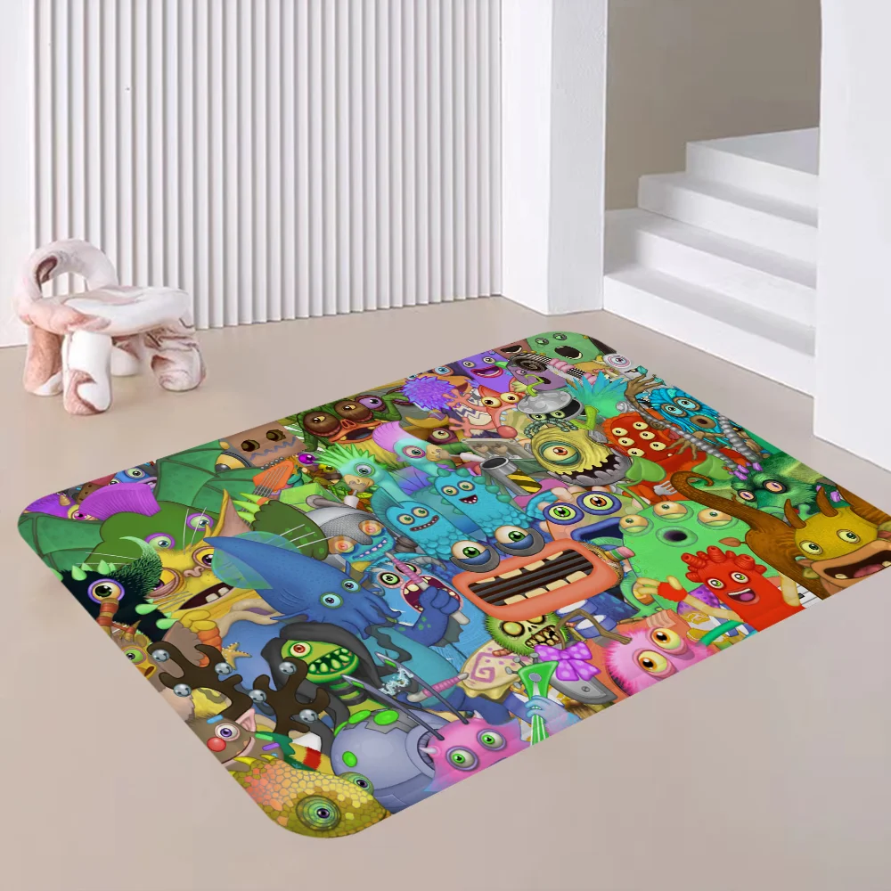 M-My S-Singing M-Monsters Room Mats Anti-slip Absorb Water Long Strip Cushion Bedroon Mat Welcome Doormat