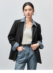 SENTUBILA Texture Single Button Blazers for Women 2024 Autumn Casual Loose Office Lady Work Business Women Suits 143X56182