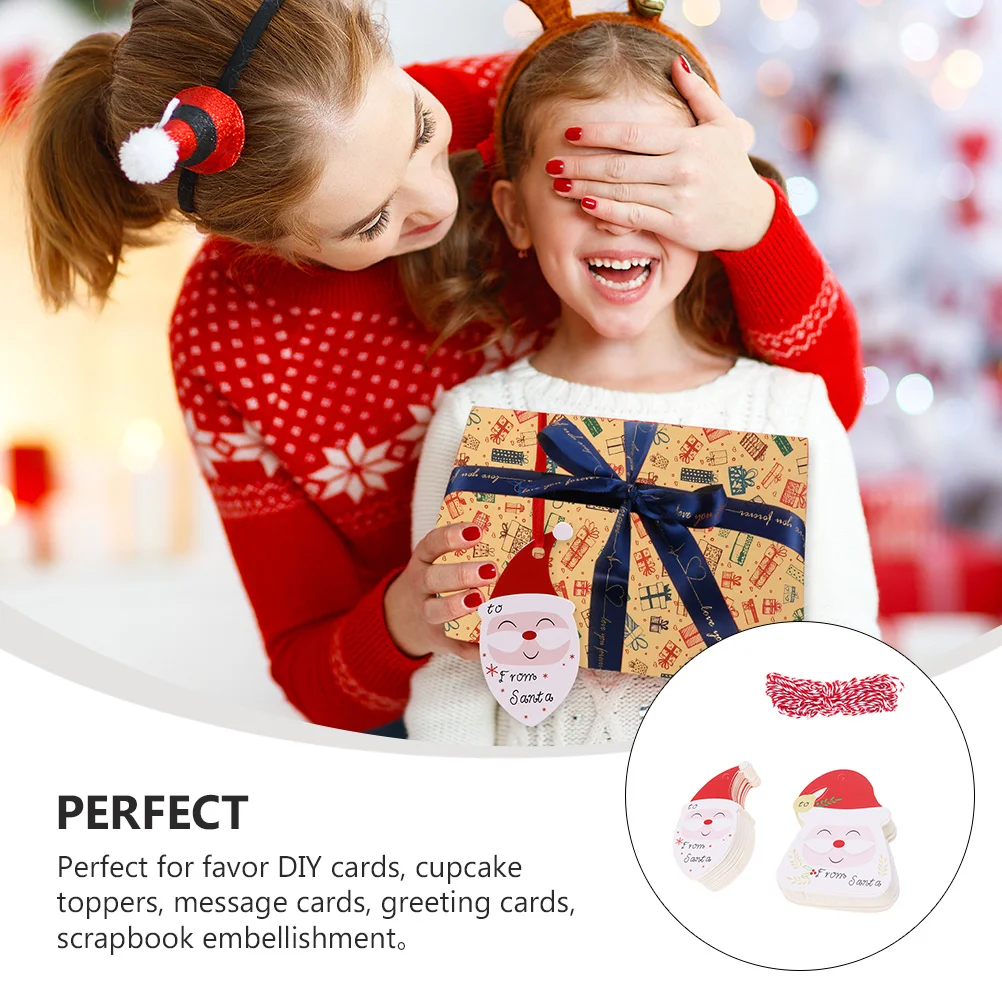 

200 Pcs Santa Claus Decoration Tag Merry Christmas Tags Paper Ornaments for Tree Red Party