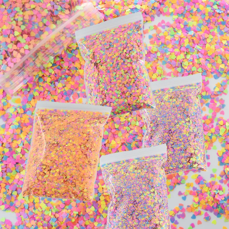 4 styles 50grams/bag  Rainbow NEON brick shape glitters 1mm-4mm multi-color neon, nail art, UV resin, shakers, resin art