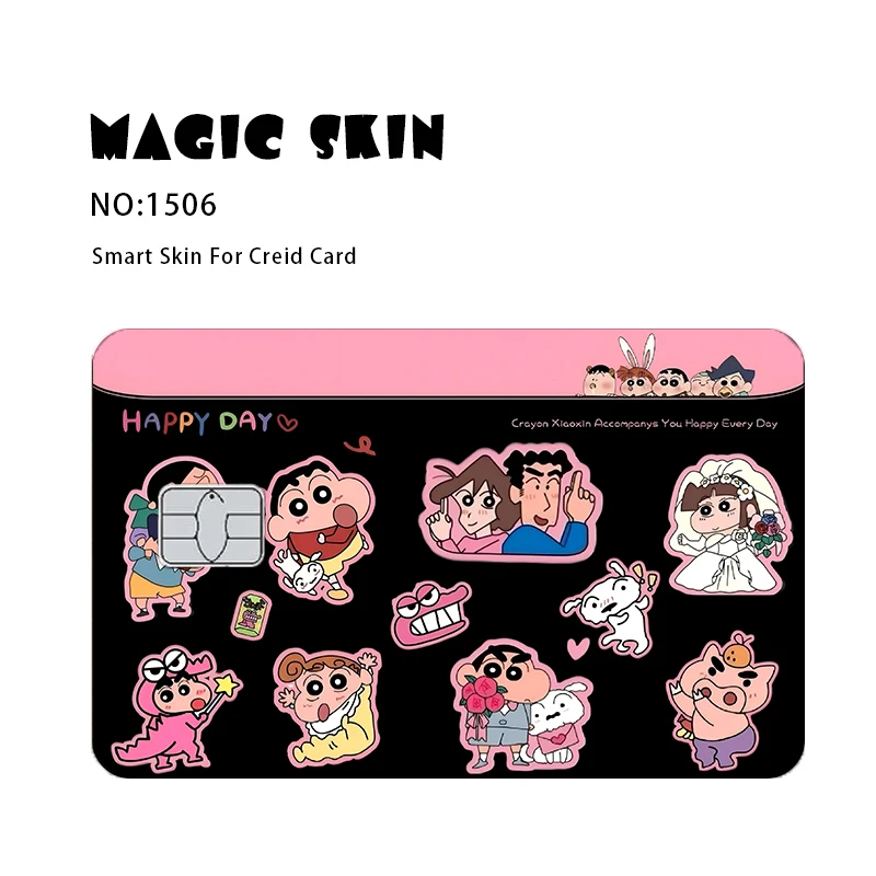 Anime Crayon Shin-Chan Matte Aufkleberfolie, Klebeband, Skin für Kreditkarten, Debitkarten, Cartoon, wasserfeste Aufkleber, kleine Chip-Geschenke – Detail 8