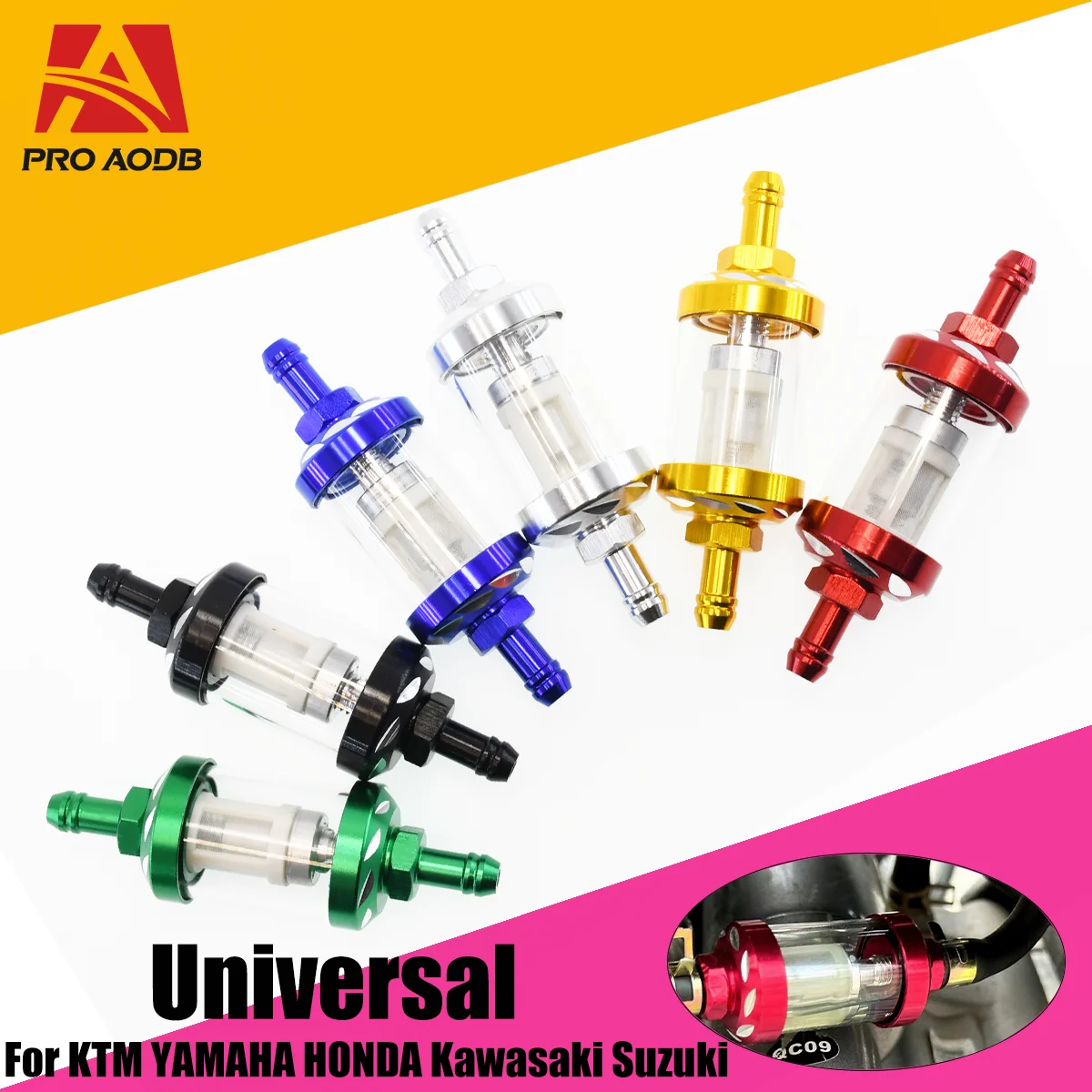 8mm CNC Aluminum Alloy Glass Gas Fuel  Oil Filter Moto for Dirt Pit Bike 125/140/150/160cc CRF70 90 110 TTR100 110 KLX65