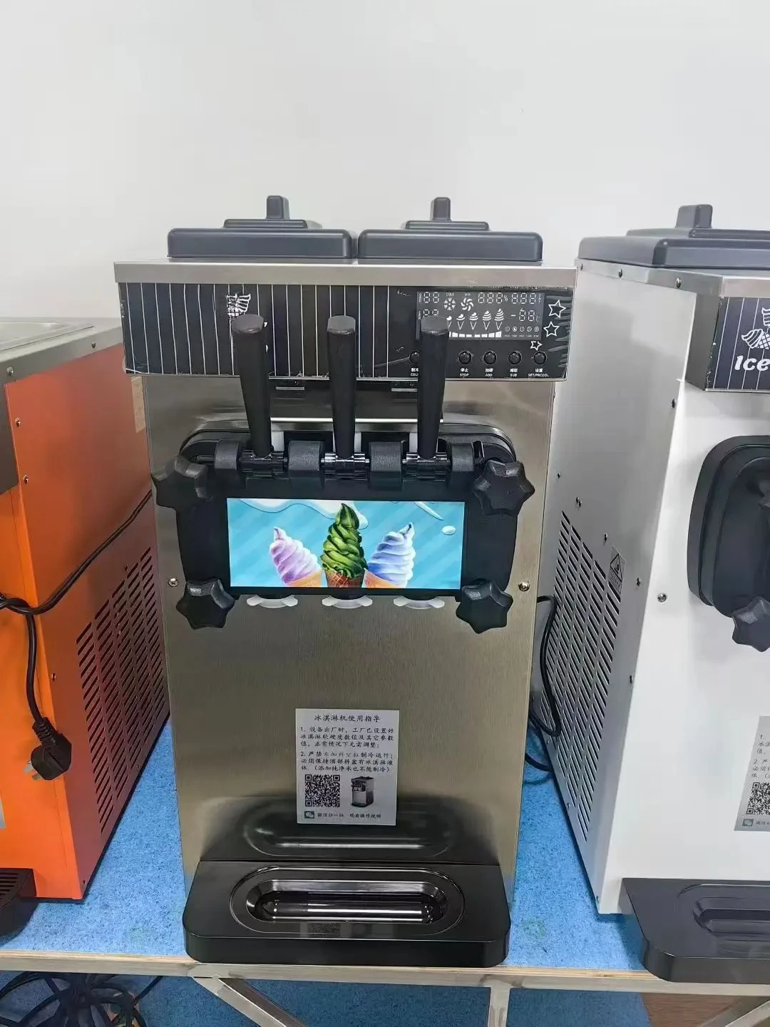BQL168 Automatic Countertop  Ice Cream Machine Factory Stainless Steel 3 Flavors Ice Cream Maker New Condition Available