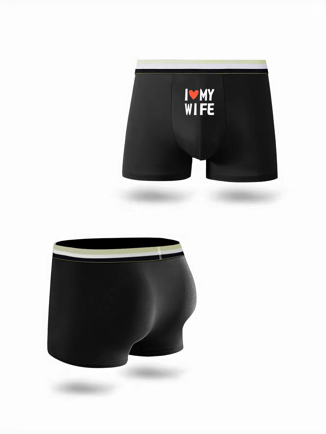 Varsbaby Mens Boxer Briefs Breathable Underwear with I love my wife Print Sexy Short for Man