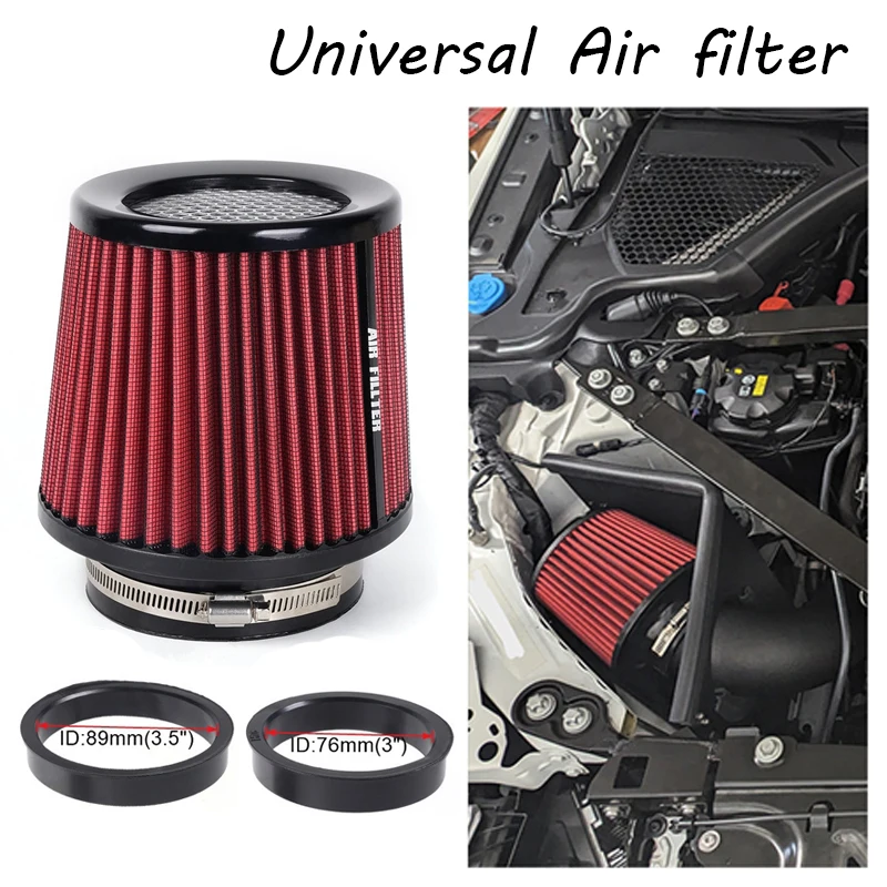 

Universal 3" 3.5" 4" Car High Flow Cold Air Intake Air Filter Conical Washable Air Filters For Race Car OFI129