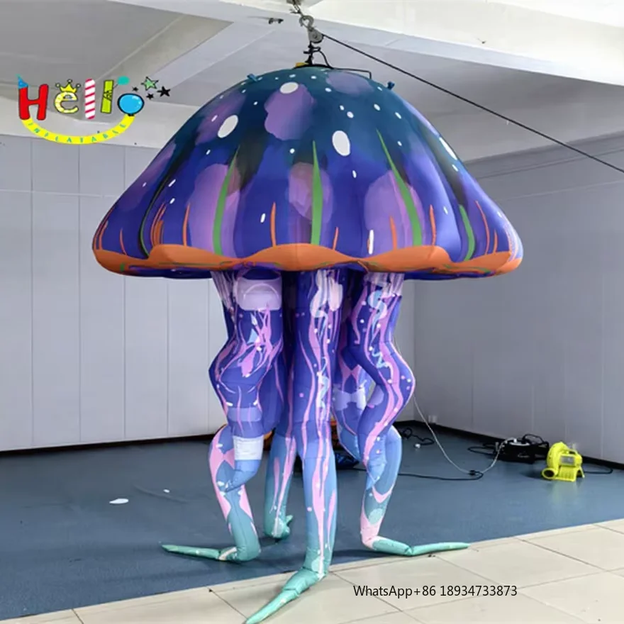 

Stage Inflatable Hanging Jellyfish Artistic Advertising Inflatable Sea Creatures Luminous Inflatable Jellyfish
