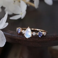 925 Sterling Silver Open Finger Ring Blue Deep Light Golden Elegant Vintage For Women Girl Jewelry Gift Dropship Wholesale