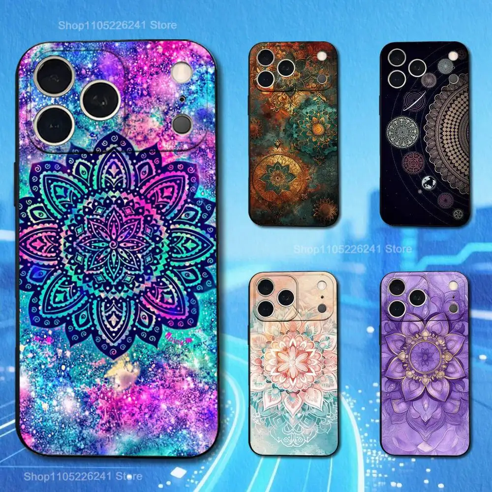 

Cool Patterned Carpet Mandala For iPhone 13,17,11,12,16,14,15,Plus,Pro Max,XS,X,XR,SE,Mini,8,7,Soft Silicone Black Phone Case