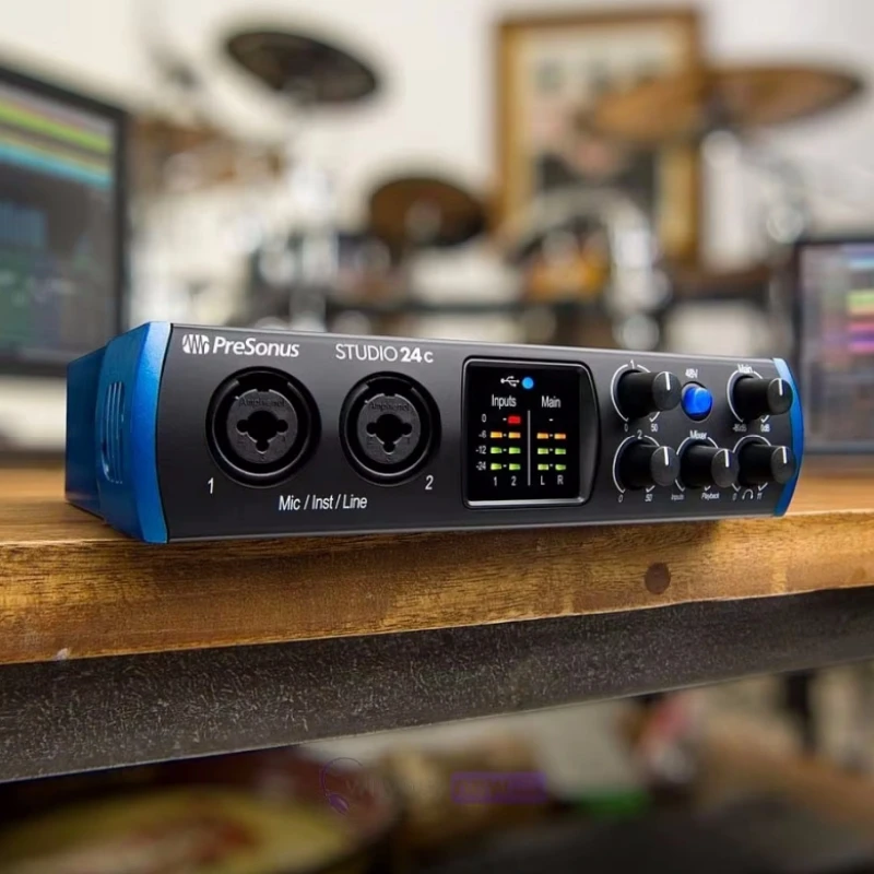PreSonus استوديو 24C USB-C™واجهة صوتية مدمجة مع ديباجة 2 mircophone لتسجيل الأصوات واستوديوهات التسجيل المنزلي