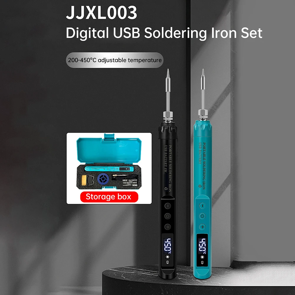 

Беспроводной USB-цифровой паяльник с регулируемой температурой 200-450 ℃ Интеллектуальный паяльный сварочный утюг с аккумулятором Type-C, 800 мАч
