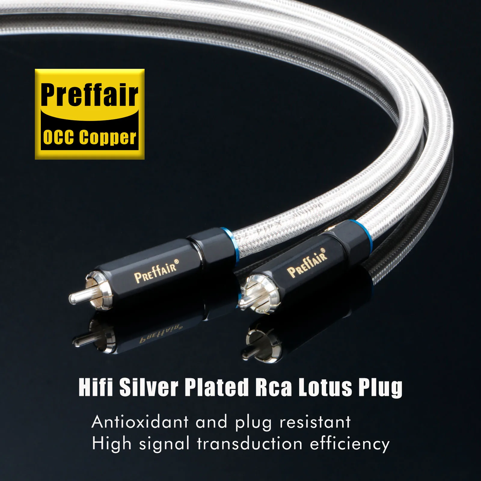 Preffair HiFi 75ohm Digital Audio OCC Silver Plated Audio Coaxial Cable Rca Male to Male Stereo Wire Speaker Subwoofer Line