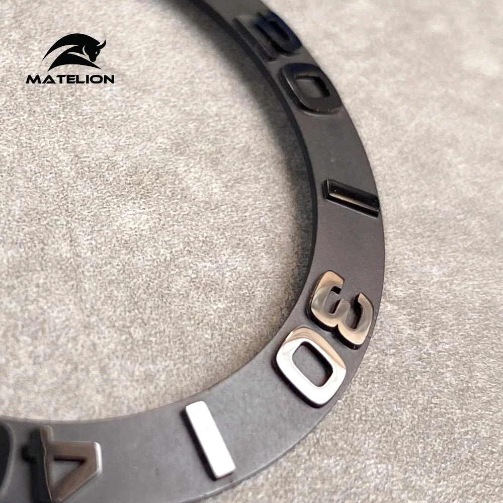 MATELION 39.8mm Ceramic Alloy Slope Watch Bezel Insert Ring Fit 43mm Watch Case NH35 NH34 GMT Diver Men Watch Part Accessories