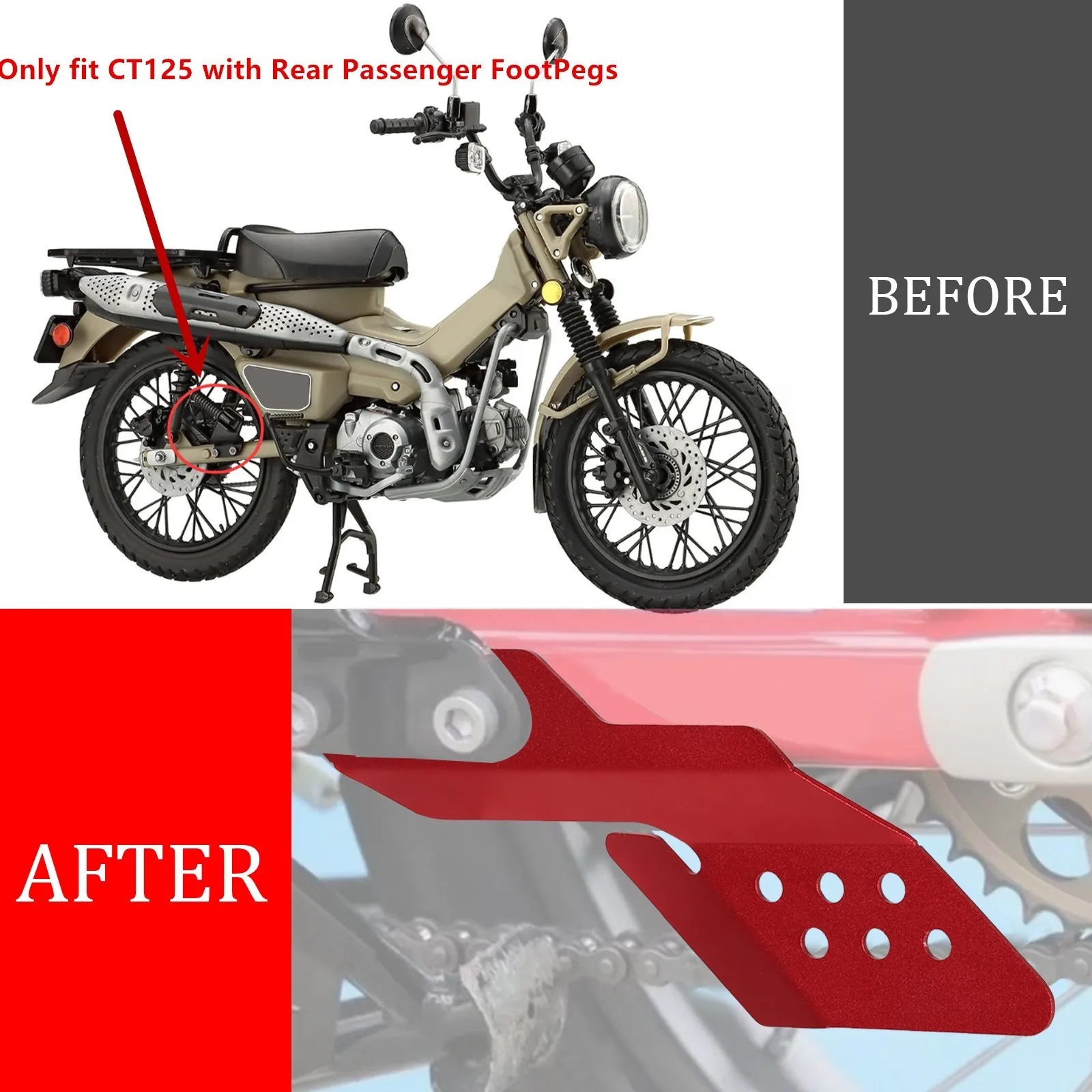 CT125 CNC Aluminum Left & Right Sprocket Protection Chain Guard Cover Chain Protector For Honda CT125 2020‑2024