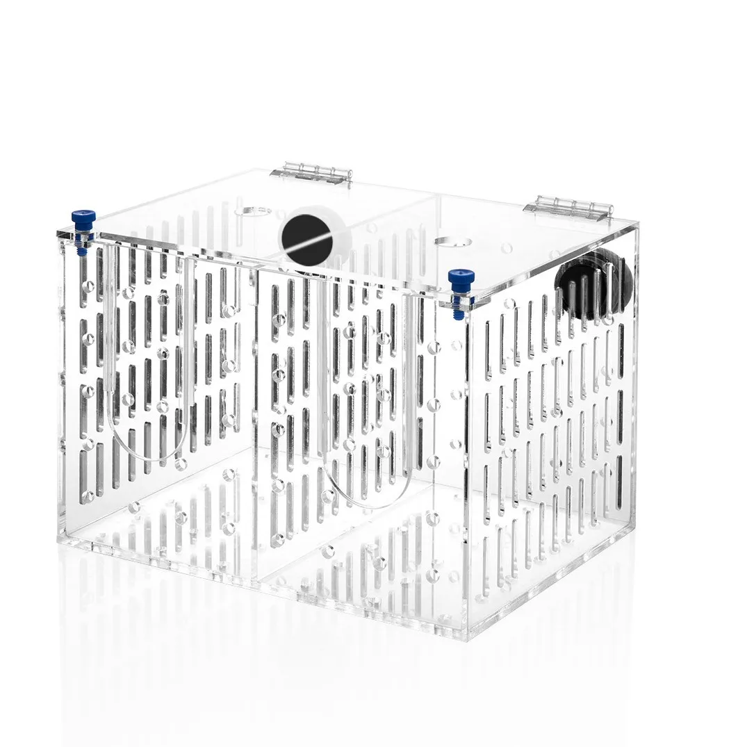 

Marine Sources Acrylic Isolation Box 2 Compartments with Magnetic Door-Aquarium Breeding Box,Hospital Tank,Multi-Use Fish Holder
