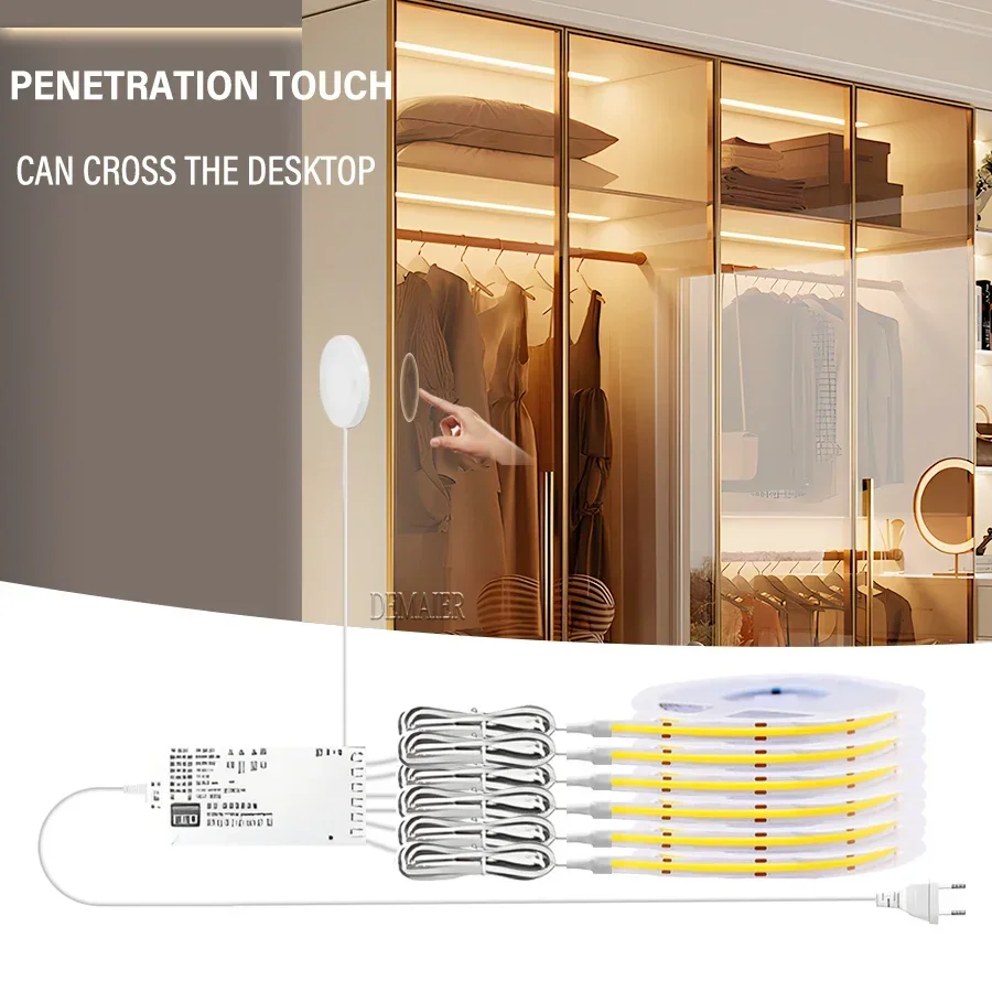 

LED Under Cabinet Lights with Hand Scan Motion Sensor Dimmable Penetrable Touch Switch Strip Lighting