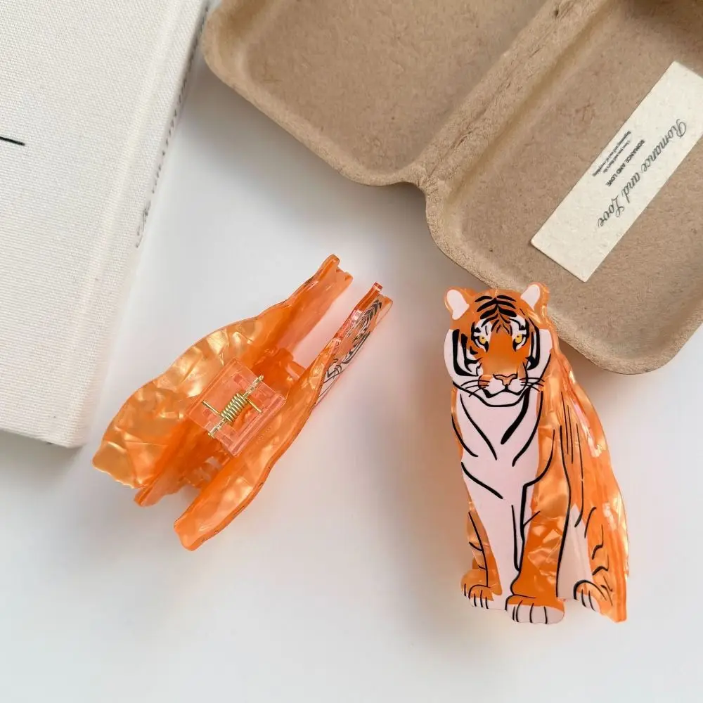 

Personalized PC Tiger Hair Claw Acrylic Hairpin Animal Shaped Hair Clip Korean Style Fashion Large Shark Clip Female