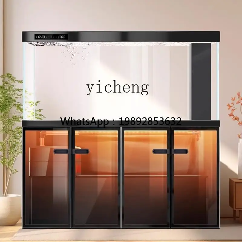 

J-3 Chinese fish tank living room ultra-white aquarium bottom filter floor medium and large integrated arowana tank
