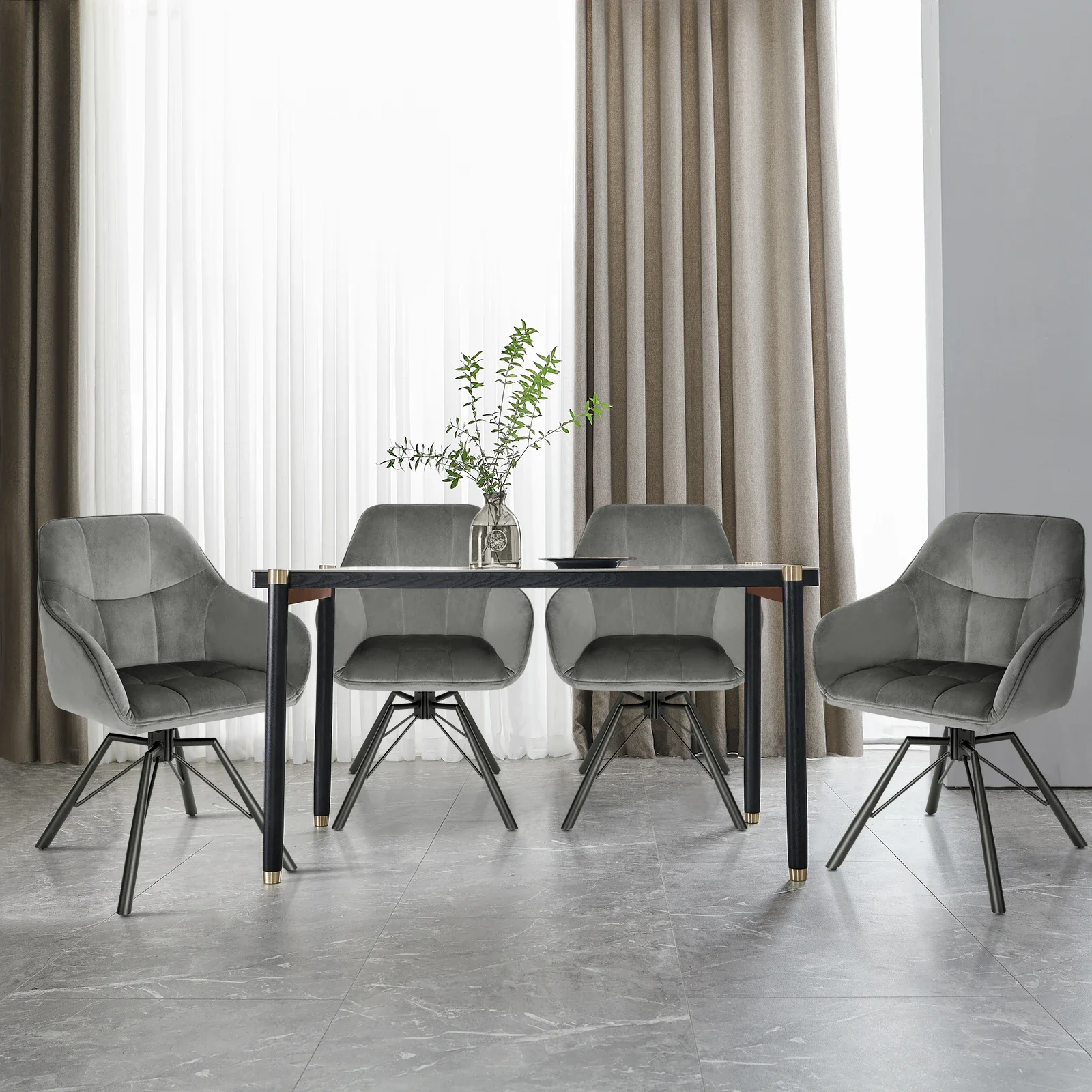WOLTU 2 Stück/Set gepolsterter, bequemer Küchenstuhl, drehbarer Esszimmerstuhl mit Armlehnen und Rückenlehne für Restaurant, Wohnzimmer, Zuhause – Detail 23