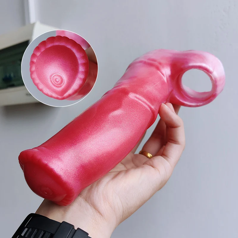 YOCY Realistic Horse Penis Sheath Pink Fantasy Animal Cock Sleeve Liquid Silicone Sex Toy For Male Dick Enlargement BDSM Game