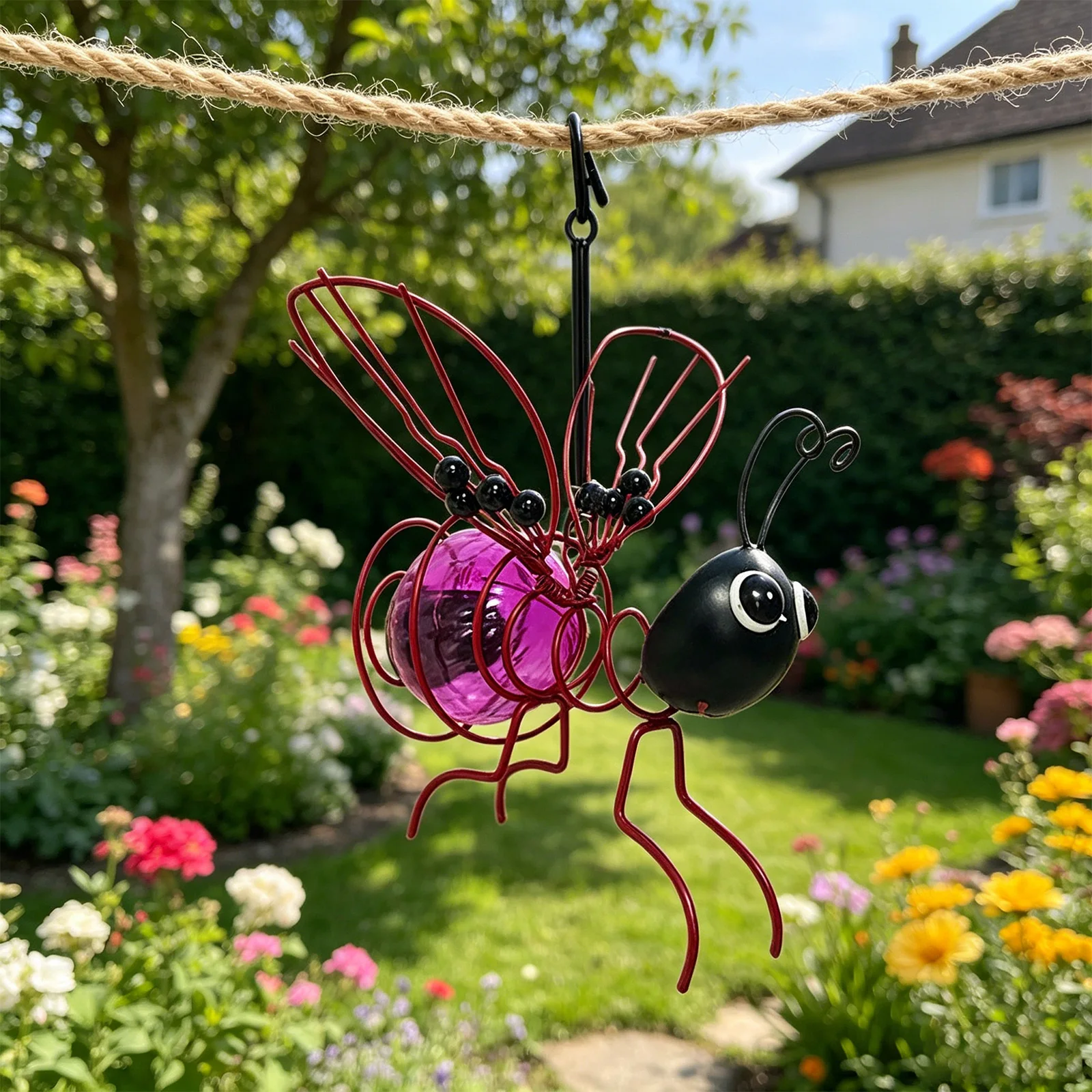 Bee Solar Lights Hanging Simulation Bumble Solar Light Waterproof Decorative for Mom Women Gift Yard Patio Lawn Decor - view 5