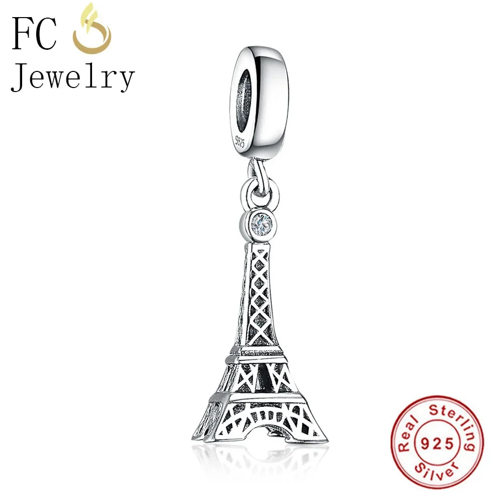 FC Jewelry Fit Original Pan Charms bracciale collana 925 argento Paris torre Eiffel ciondolo Bead Valentine Berloque fatto a mano