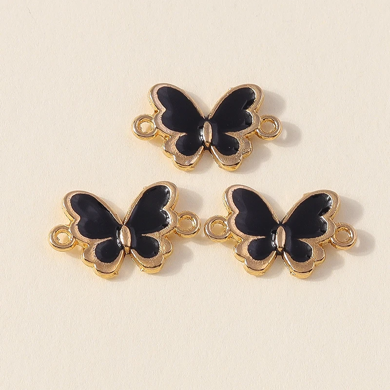 20 Stück 16 x 10 mm niedliche bunte Emaille-Schmetterlings-Charms-Anschlüsse-Anhänger für Schmuckherstellung, DIY handgefertigte Armbänder, Halsketten, Geschenke – Detail 13