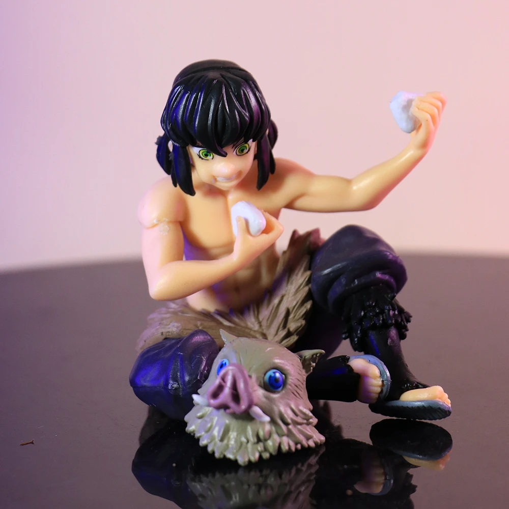 Bandai-Figurine en PVC Demon Slayer, boule de riz, figurine d'anime, figurine d'action Hashibira Inosuk, ornement de table, poupée modèle de Noël, jouets de décoration