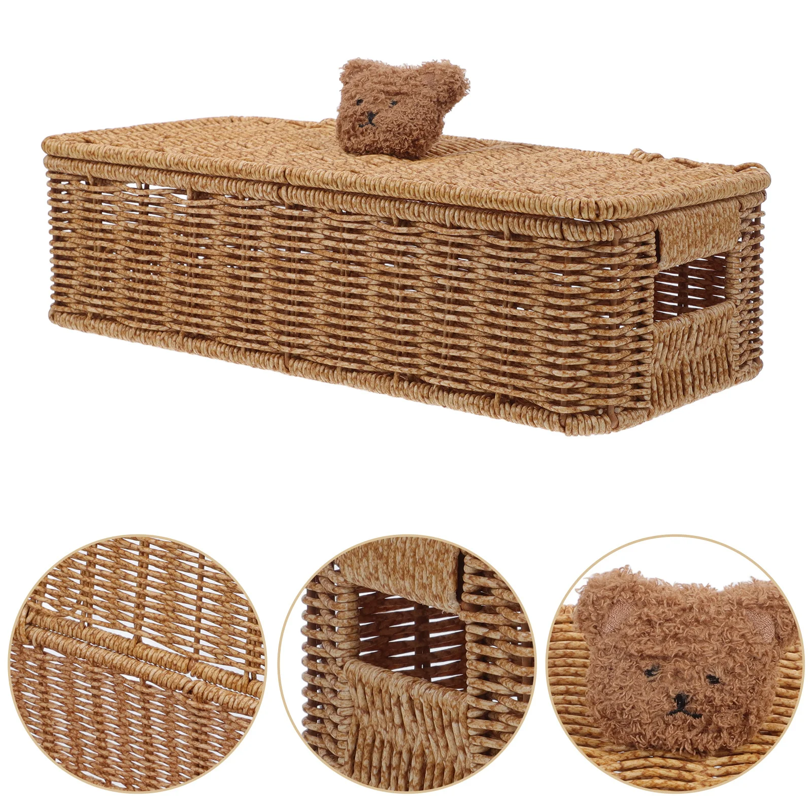 

Household Woven Storage Box Stylish Woven Basket for Magazines Toilet Paper Towels Desktop Organizer Countertop Sundries