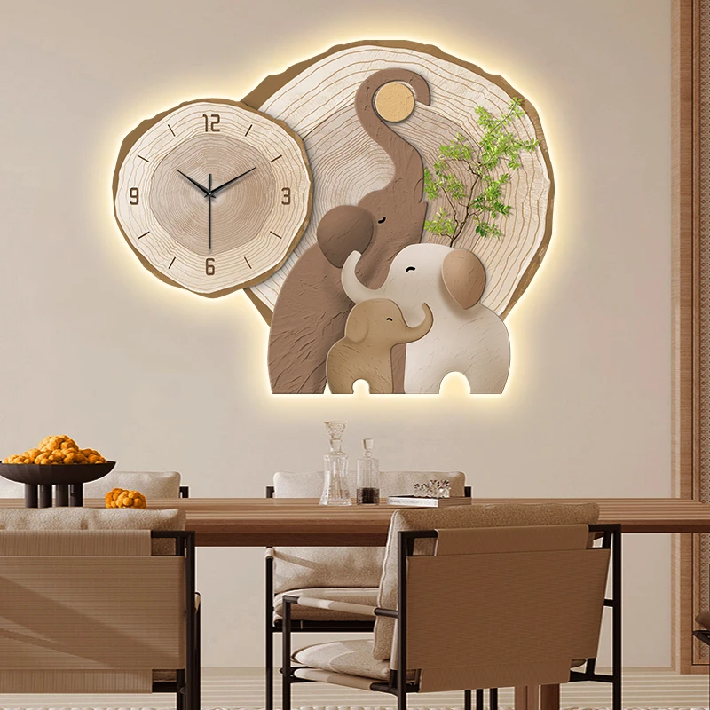 

Oversized Wall Clock With LED Artwork Silent Movement Modern Contemporary Wall Art Mural Clocks Living Dining Room Decorations