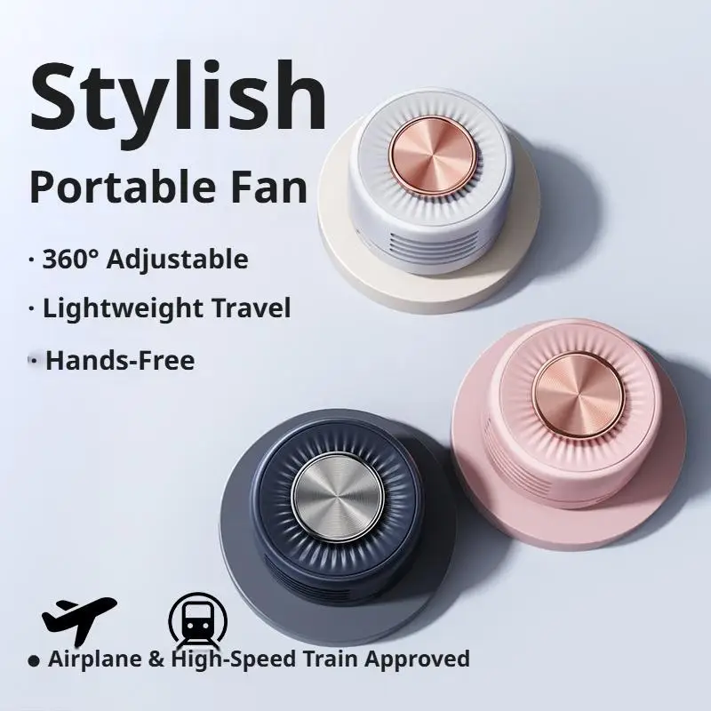 Portable 360° Bladeless Clip Fan – Strong Wind, Rotating Airflow for Outdoor & Car Use