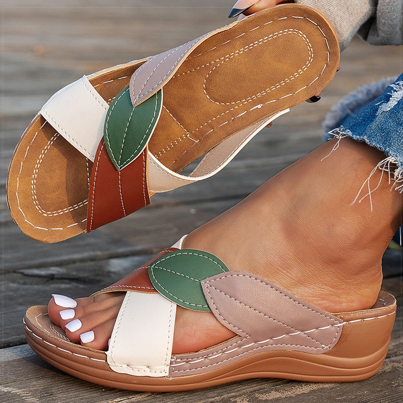 Women's Sandals Comfortable Wedges Heels Sandals Summer 2025 Shoes Woman Heeled Slippers Women Summer Footwear Chaussures Femme  image 4