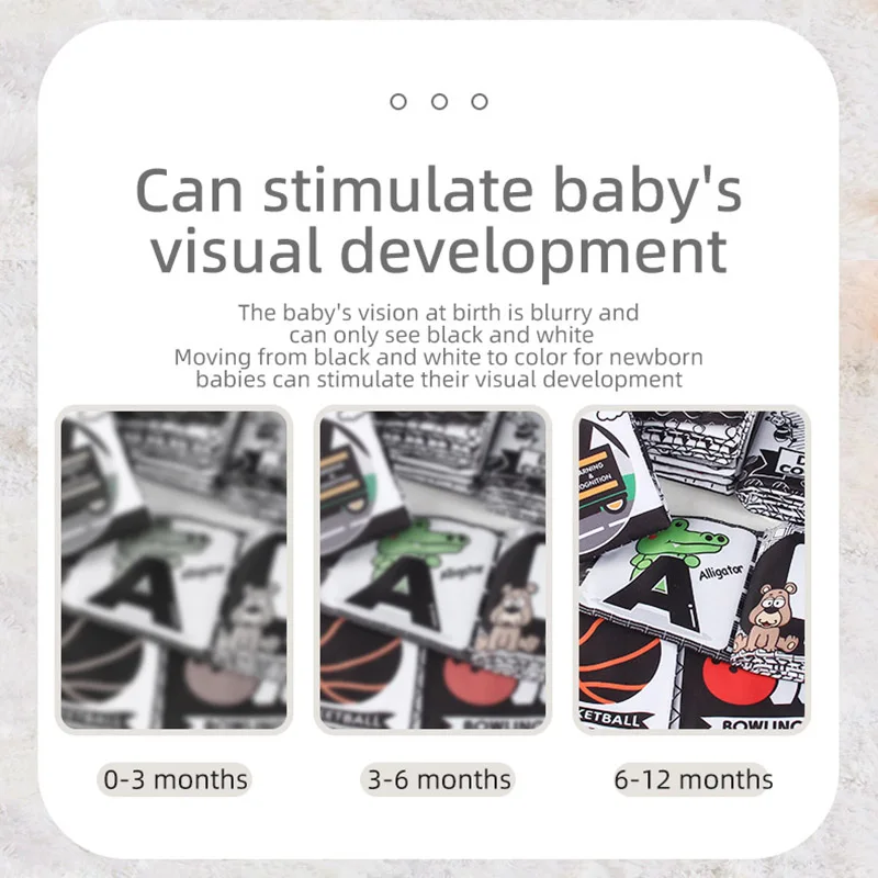 12-pagina stoffen boek Montessori Touch And Feel zachte babyboeken Cartoon dieren interactief speelgoed voor vroeg onderwijs voor baby's